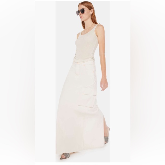 MOTHER Dresses & Skirts - MOTHER Fun Dip Denim Cargo Maxi Skirt White Size 28 (Fits 6) NWT